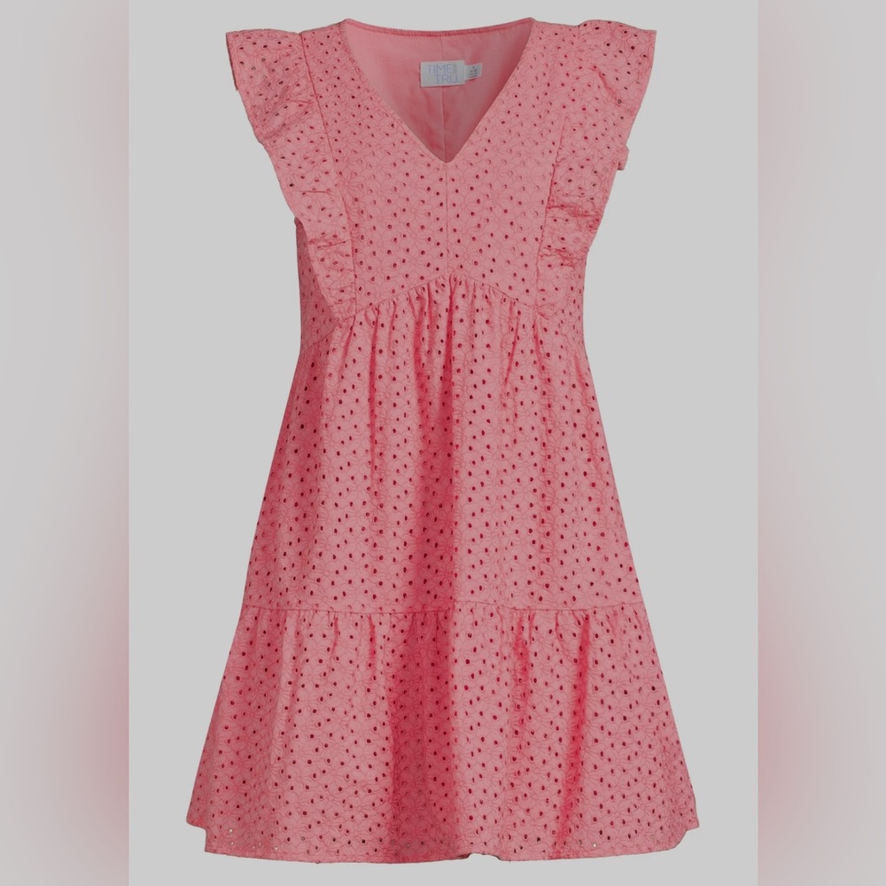 Flutter Sleeve Dress from Time and Tru in good condition size L color Coral